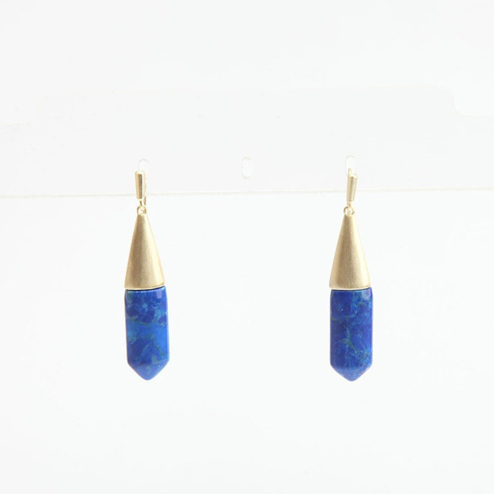 Kendra Scott Light Gold Dark Blue Veined Stone Small Stud Earrings